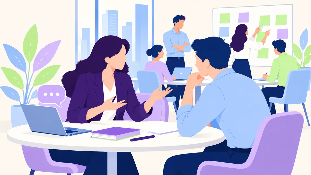Management 5.0 et IA générative, un manager prépare un entretien avec un assistant IA