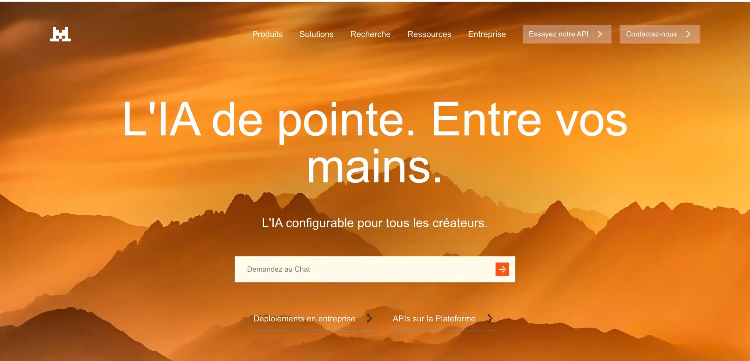 page accueil IA mistral Ai