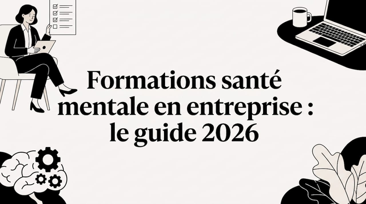Illustration de page de titre décorative sur le thème du bien-être mental